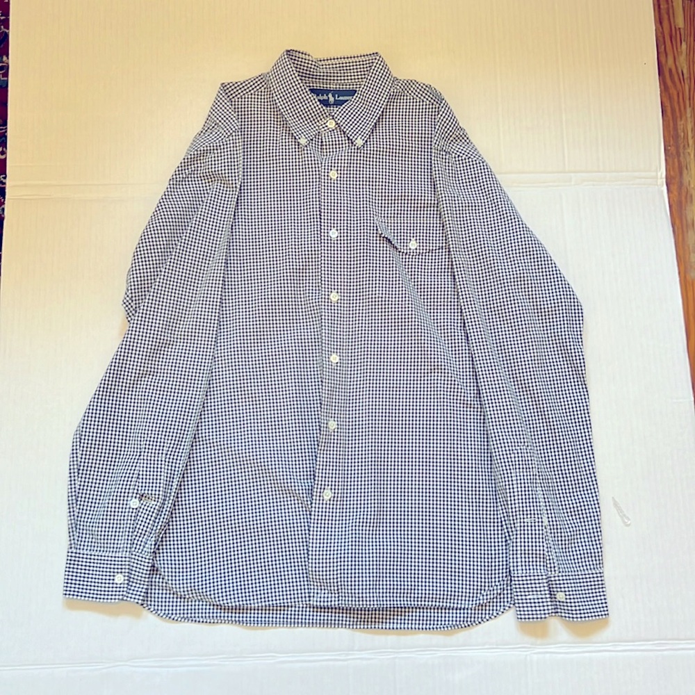 Ralph Lauren black and white plaid dress shirt size medium